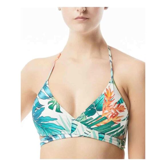 Vince Camuto Bikini Set Medium M Leaf Pattern Halter Tassel Tropical - Picture 6 of 12